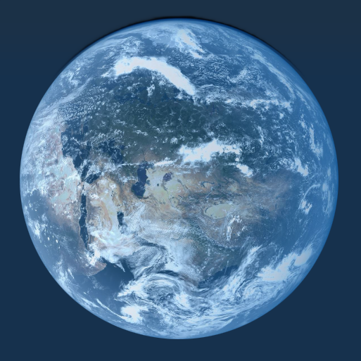A satellite image of Earth showing a view of parts of Asia, including India, China, and Russia. The image depicts a range of terrestrial and oceanic areas, with cloud cover visible across different regions. The background is dark, highlighting the planet's details.